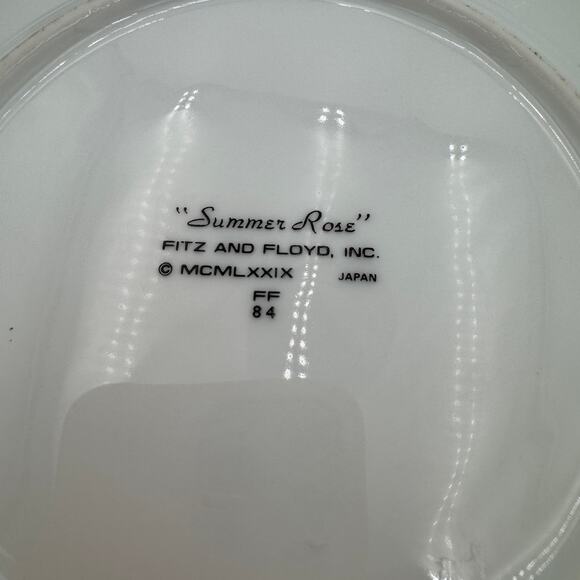 Vintage Salad Plates in Summer Rose by Fitz and Floyd set of 4, 7.5" Peach Green - Picture 6 of 7